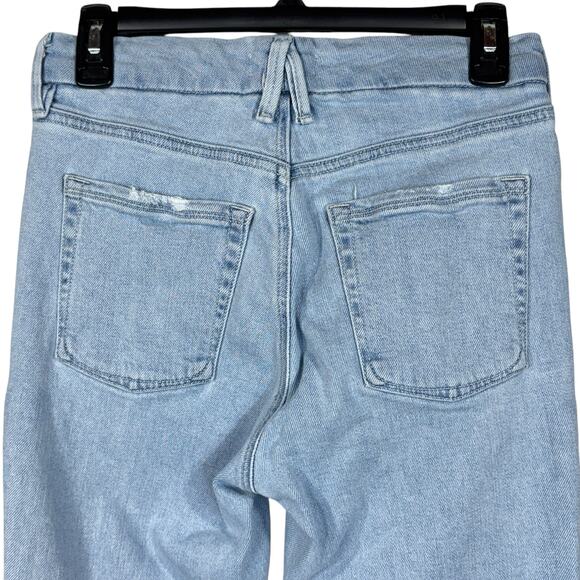 Good American SZ 4/27 Good Legs Cigarette Raw Hem Jeans Mid-Rise Light Wash Blue - Picture 5 of 10